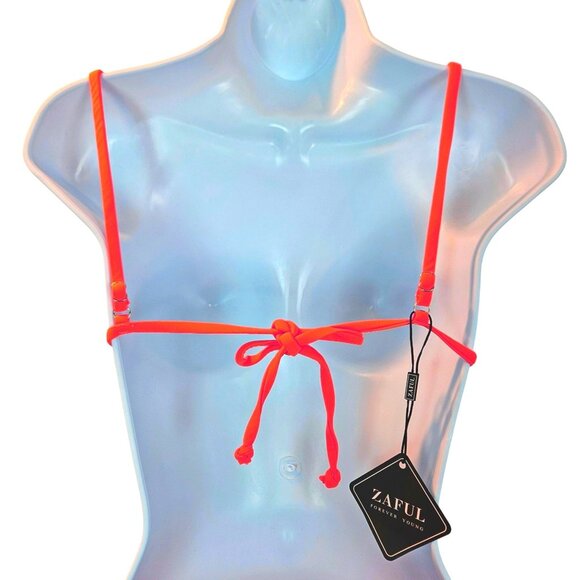 Womens Med/6 Orange Floral Triangle Bikini Set Adjustable Straps Tie Side Bottom - Picture 7 of 12